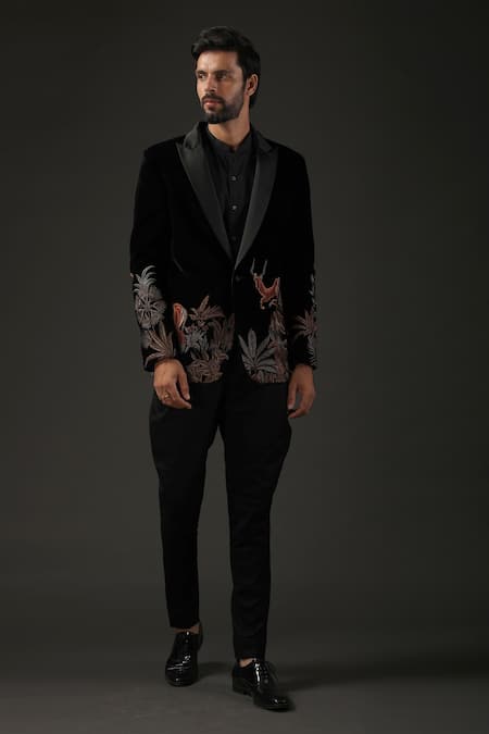 Rohit Bal Silk Velvet Resham Work Tuxedo 