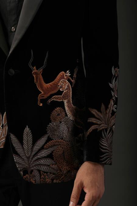 Buy Rohit Bal Black Velvet, Lining Resham Work Tuxedo Online at Aza Fashions Buy_Rohit Bal_Black Velvet, Lining Resham Work Tuxedo _Online_at_Aza_Fashions