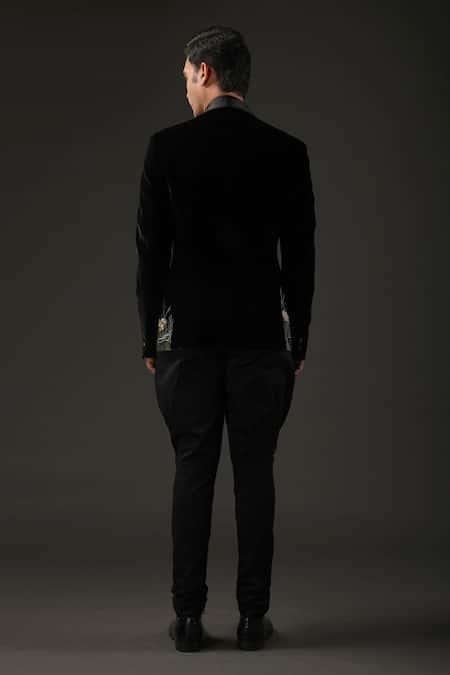 Rohit Bal Silk Velvet Resham Embroidered Tuxedo 