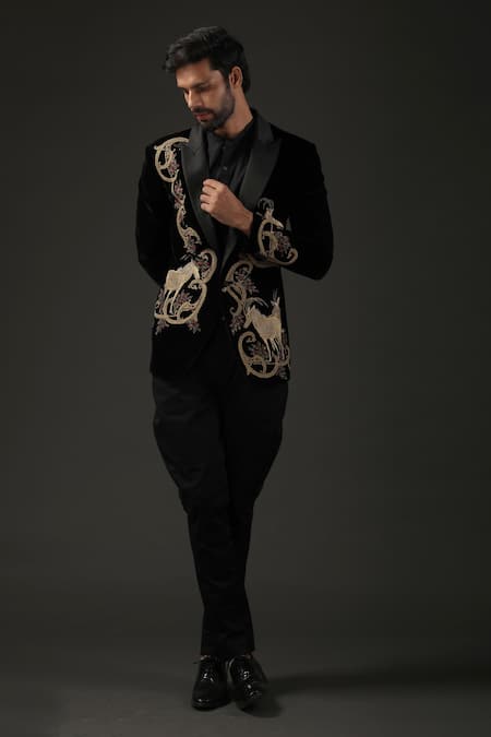 Rohit Bal Silk Velvet Embroidered Tuxedo 