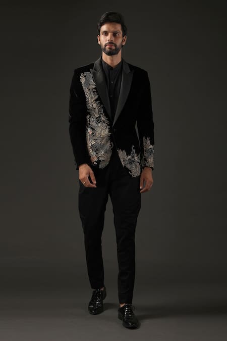 Rohit Bal Silk Velvet Embroidered Tuxedo 