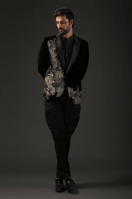 Rohit Bal Silk Velvet Embroidered Tuxedo 