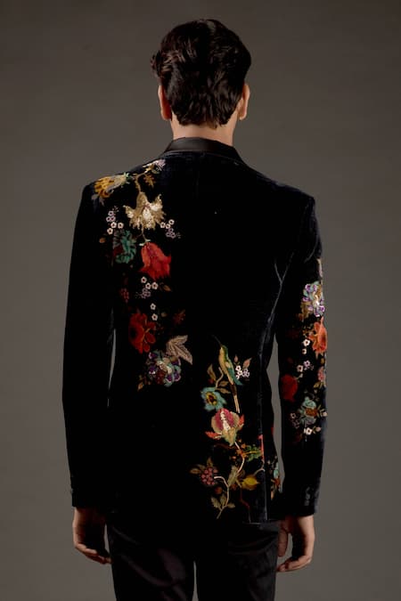 Rohit Bal Silk Velvet Resham Embroidered Tuxedo 