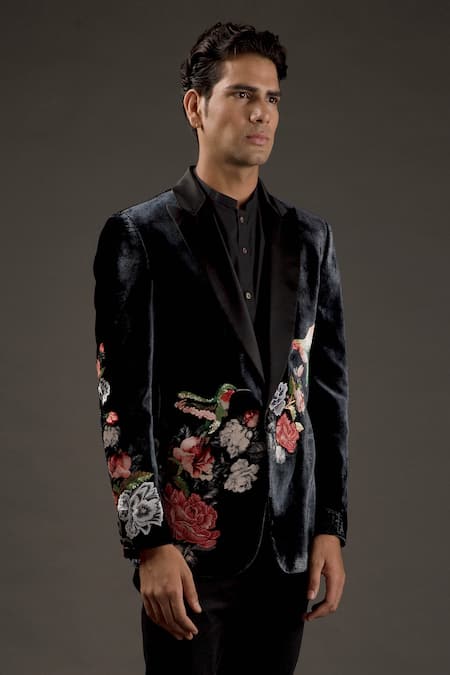 Rohit Bal Silk Velvet Resham Embroidered Tuxedo 