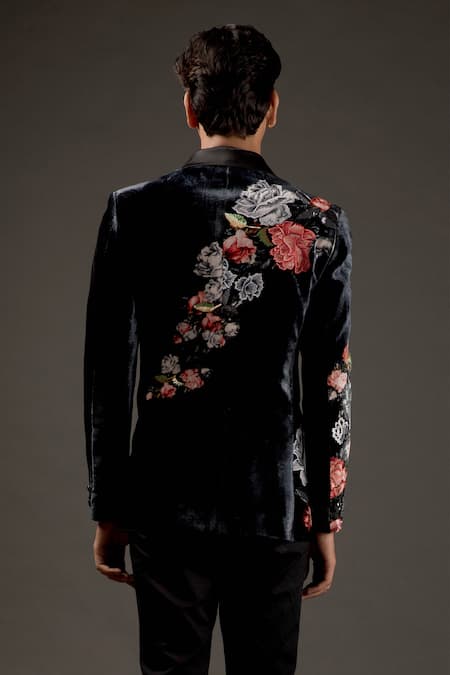 Rohit Bal Silk Velvet Resham Embroidered Tuxedo 