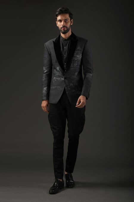 Rohit Bal Chanderi Silk Quilted Tuxedo 