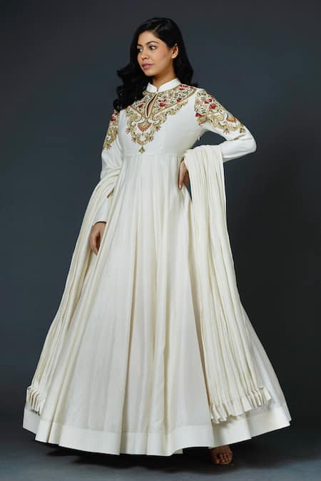 Rohit Bal Chanderi Silk Embroidered Anarkali Set 