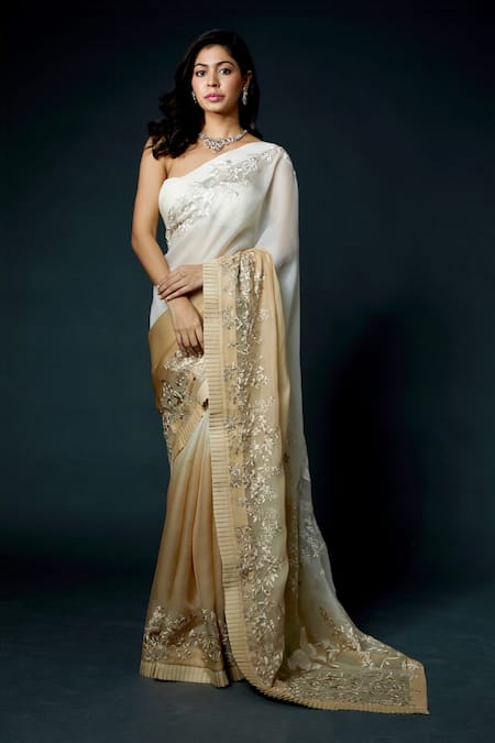 Rohit Bal Ombre Embroidered Saree With Unstitched Blouse Piece 