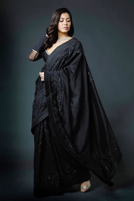Rohit Bal Organza Embroidered Saree With Unstitched Blouse Piece 