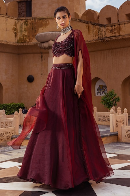 Ridhima Bhasin Cape & Waistband Embroidered Lehenga Set 