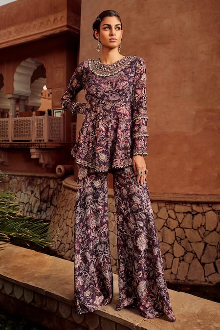 Ridhima Bhasin Floral Print Peplum & Sharara Set 