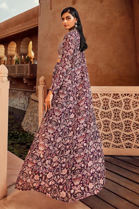 Ridhima Bhasin Floral Print Sharara Set With Cape 