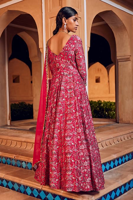 Ridhima Bhasin Chanderi Floral Print Anarkali With Dupatta 