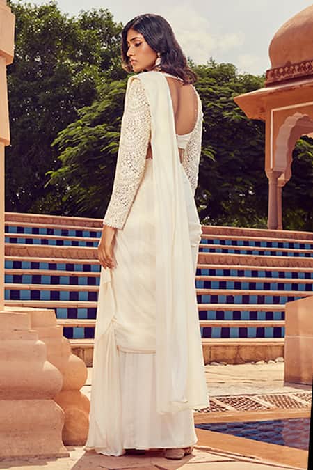 Ridhima Bhasin Pre-Draped Saree With Embroidered Blouse 