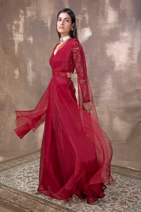Ridhima Bhasin Embroidered Blouse & Organza Sharara Pant Set 