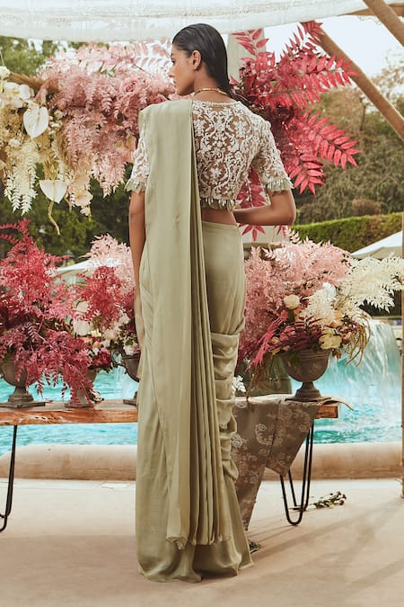 Ridhima Bhasin Pre-Draped Saree With Embroidered Blouse 
