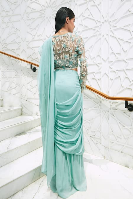 Ridhima Bhasin Pearl Work Blouse & Pre-Draped Saree 