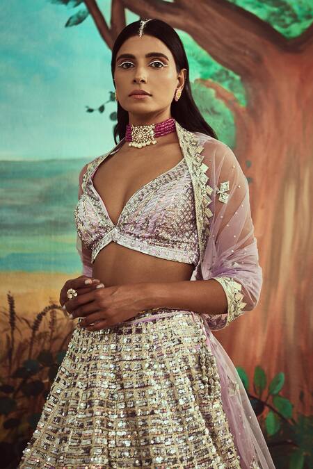 Buy Angad Singh Purple Net Gota, Sequins, Crystals, Bugle Beads Embroidered Bridal Lehenga Set Online at Aza Fashions Buy_Angad Singh_Purple Net Gota, Sequins, Crystals, Bugle Beads Embroidered Bridal Lehenga Set _Online_at_Aza_Fashions