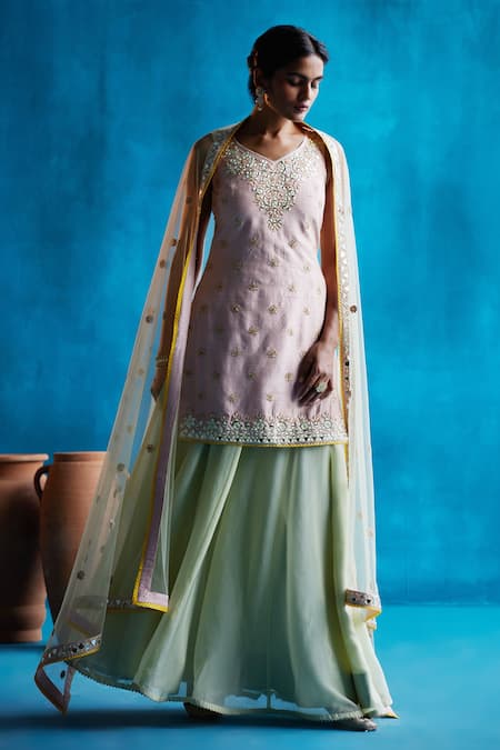 Angad Singh Embroidered Kurta Sharara Set 
