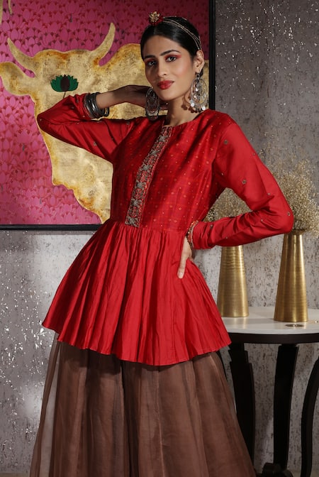 Party Wear Georgette Peplum Self Embroidered Dress at Rs 12000/piece in New  Delhi