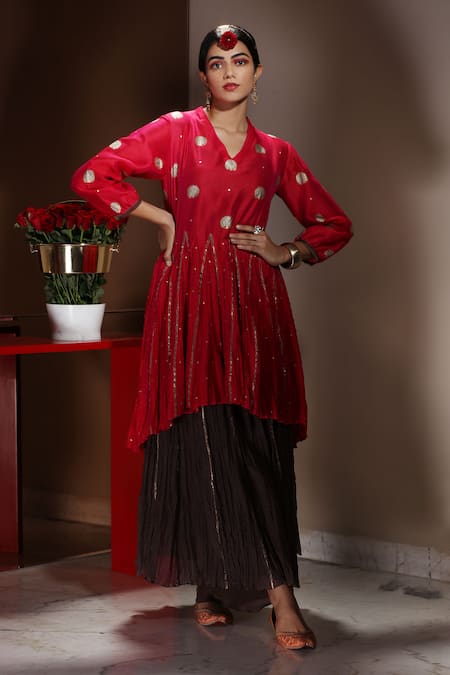 Neeta Bhargava Chanderi Kurta & Skirt Set 