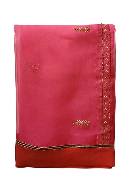 Shop Neeta Bhargava Pink Organza Embroidered Dupatta at Aza Fashions Shop_Neeta Bhargava_Pink Organza Embroidered Dupatta _at_Aza_Fashions
