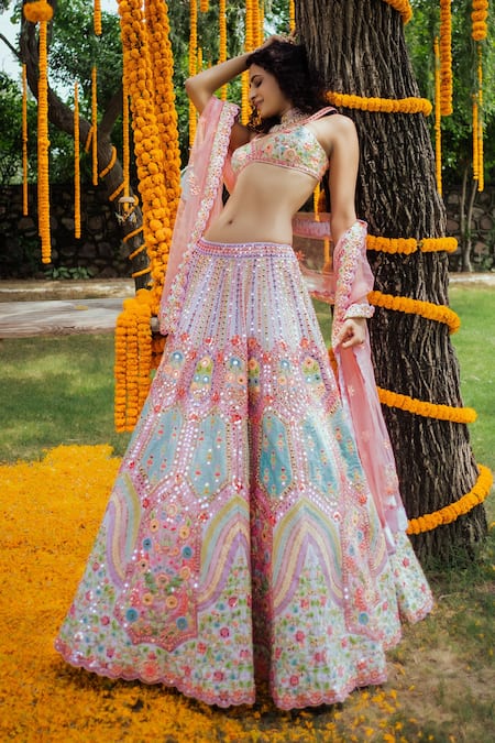 Buy Rajbinder Chahal Purple Blouse And Lehenga Dupion Silk Dupatta Net V Embroidered Bridal Set Online at Aza Fashions Buy_Rajbinder Chahal_Purple Blouse And Lehenga Dupion Silk Dupatta Net V Embroidered Bridal Set _Online_at_Aza_Fashions