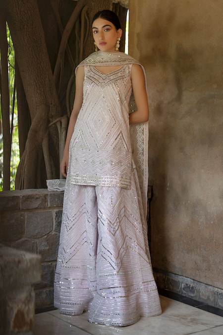 Angad Singh Organza Kurta Sharara Set 
