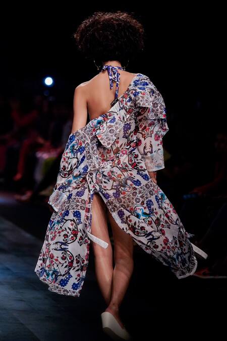 Rina Dhaka Peacock Print Bikini Top 