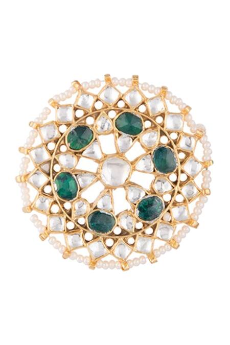 Buy_Riana Jewellery_Gold Plated Stones, Beads Floral Stud Earrings _Online_at_Aza_Fashions