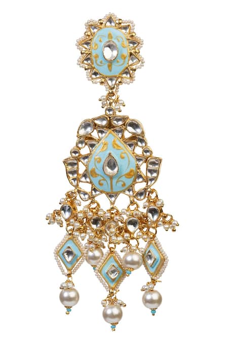 Buy_Riana Jewellery_Gold Plated Stones, Beads Floral Enamel Danglers _Online_at_Aza_Fashions
