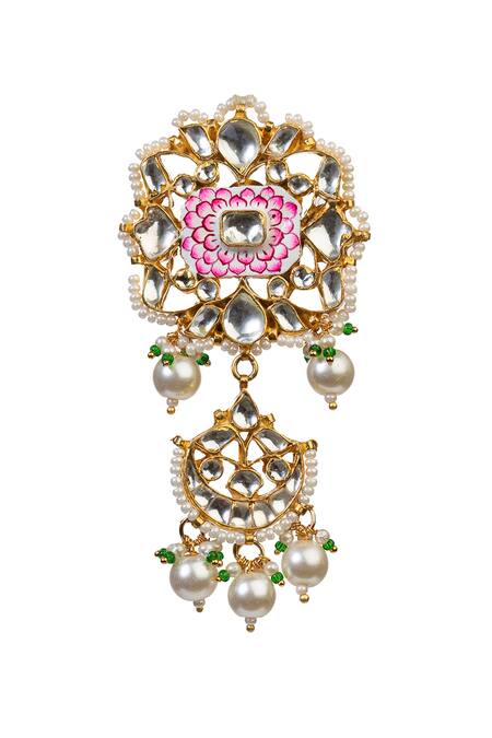 Buy_Riana Jewellery_Gold Plated Stones, Beads Floral Enamel Danglers _Online_at_Aza_Fashions