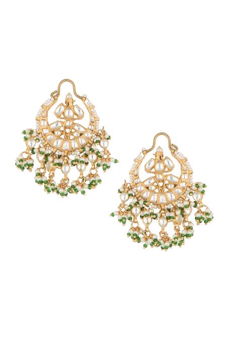 Riana Jewellery_Gold Plated Stones, Beads Drop Chandbalis _Online_at_Aza_Fashions