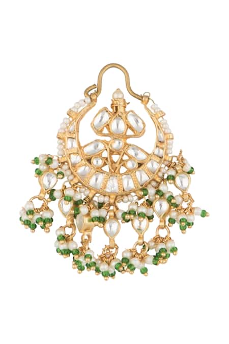 Buy_Riana Jewellery_Gold Plated Stones, Beads Drop Chandbalis _Online_at_Aza_Fashions