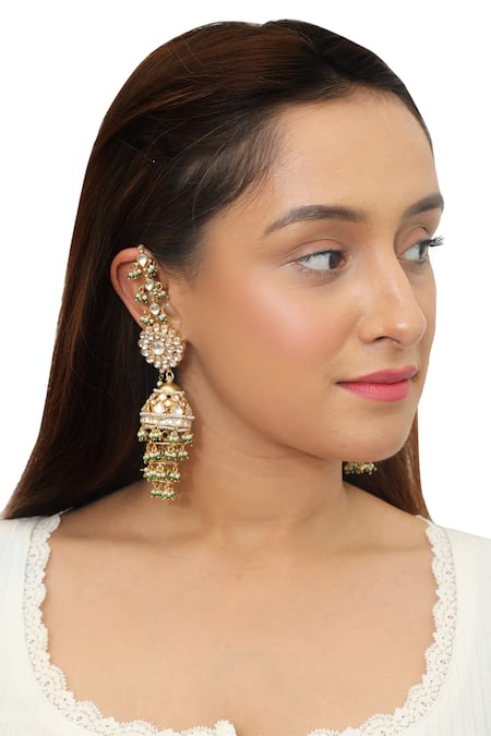 Lumibella Fashion Marriage Peacock Jhumka Earrings Ear Chain Online