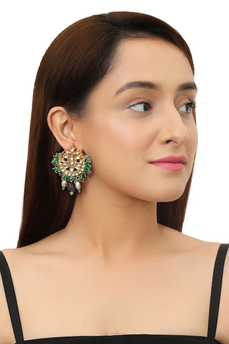 Buy_Riana Jewellery_Gold Plated Pearls, Beads, Diamonds Drop Chandbali Studs _Online_at_Aza_Fashions