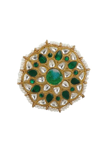 Riana Jewellery Gold Plated Pearls, Diamonds Floral Stone Stud Earrings Online at Aza Fashions Riana Jewellery_Gold Plated Pearls, Diamonds Floral Stone Stud Earrings _Online_at_Aza_Fashions