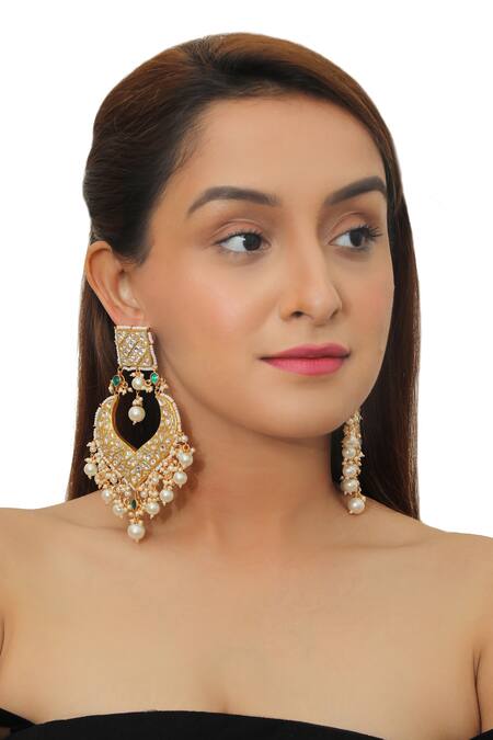 Buy_Riana Jewellery_Gold Plated Pearls, Beads Drop Danglers _Online_at_Aza_Fashions
