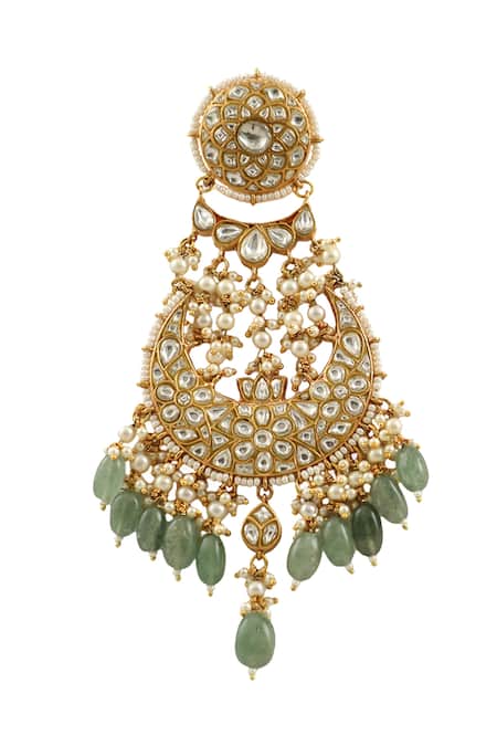 Riana Jewellery_Gold Plated Glitter, Pearls, Stones Bead Drop Chandelier Earrings _Online_at_Aza_Fashions