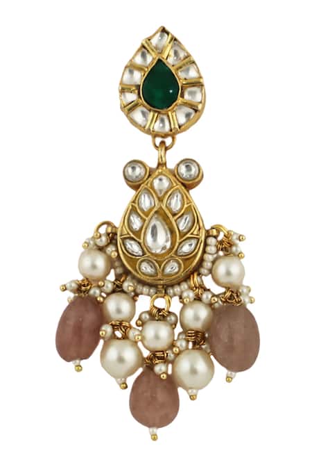 Riana Jewellery_Gold Plated Metallic Thread Bead Drop Dangler Earrings _Online_at_Aza_Fashions