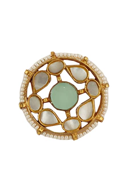 Riana Jewellery Gold Plated Glitter, Beads, Stones Circular Studs Online at Aza Fashions Riana Jewellery_Gold Plated Glitter, Beads, Stones Circular Studs _Online_at_Aza_Fashions