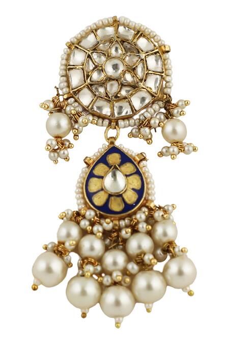 Riana Jewellery Gold Plated Metallic Thread, Pearls, Crystals Bead Drop Dangler Earrings Online at Aza Fashions Riana Jewellery_Gold Plated Metallic Thread, Pearls, Crystals Bead Drop Dangler Earrings _Online_at_Aza_Fashions