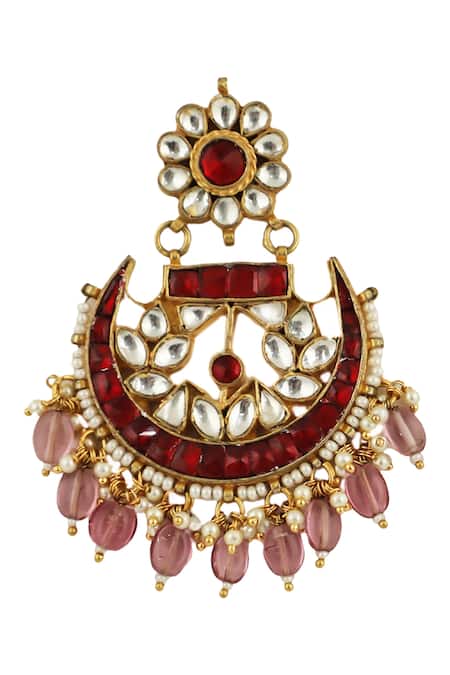 Riana Jewellery_Gold Plated Glitter, Stones Bead Drop Chandbalis _Online_at_Aza_Fashions