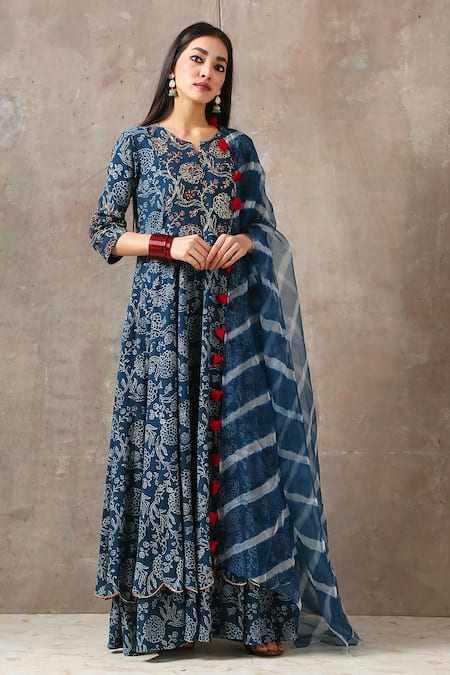 Rekha Agra Printed Anarkali with Dupatta 