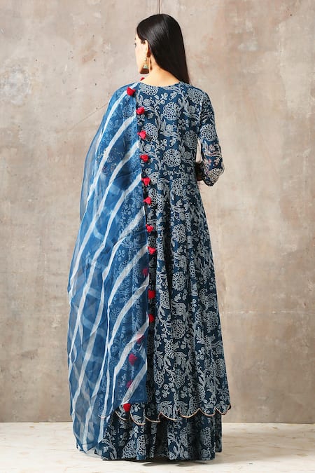 Rekha Agra Printed Anarkali with Dupatta 
