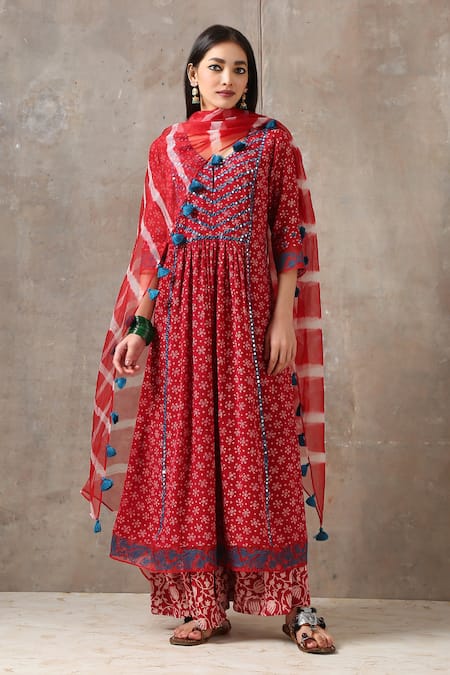 Rekha Agra Bandhani Print Anarkali Set 