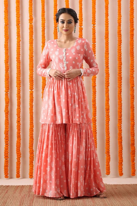 Rekha Agra Block Print Kurta & Gharara Set 