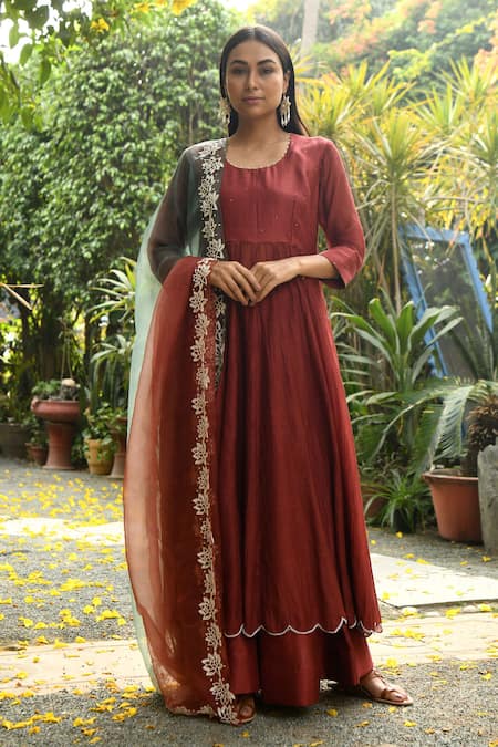 Rekha Agra Handloom Chanderi Anarkali Set 