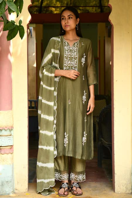 Rekha Agra Handloom Chanderi Kurta Set 