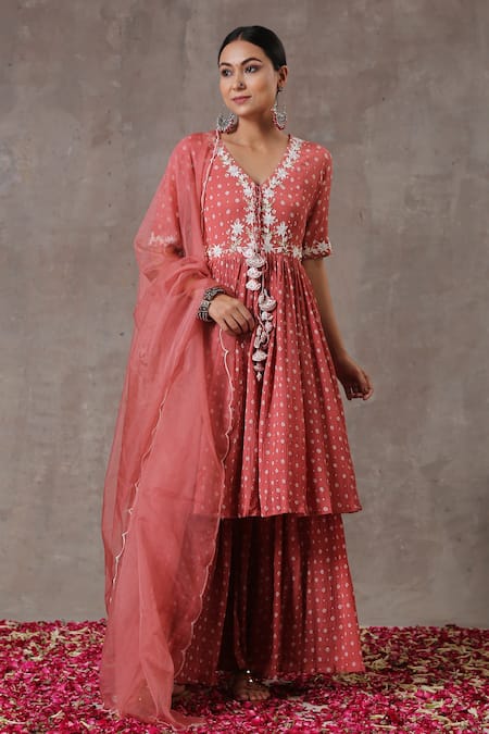 Rekha Agra Block Print Kurta Gharara Set 